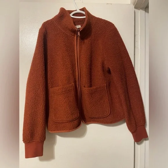 Madewell Rust Brown Zip- Up Fleece Jacket - Picture 3 of 3